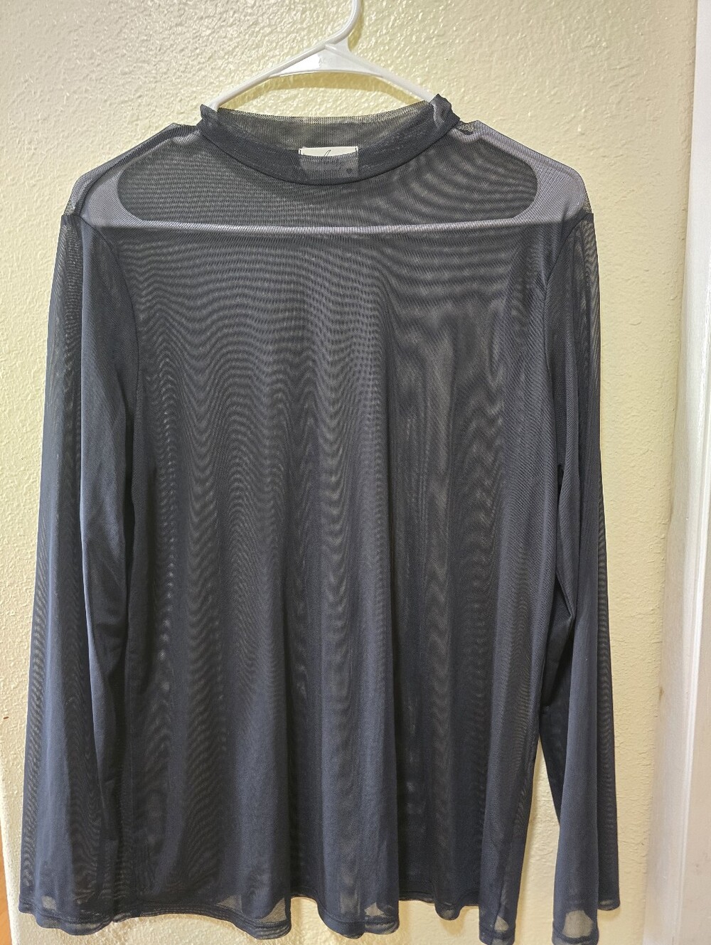 Avery Sheer Long Sleeve Mesh Top - Black